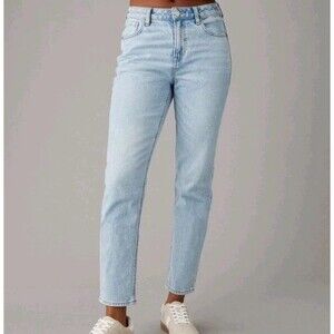 American Eagle Strigid Mom Ankle Jeans Womens 4 Long Blue Light Wash